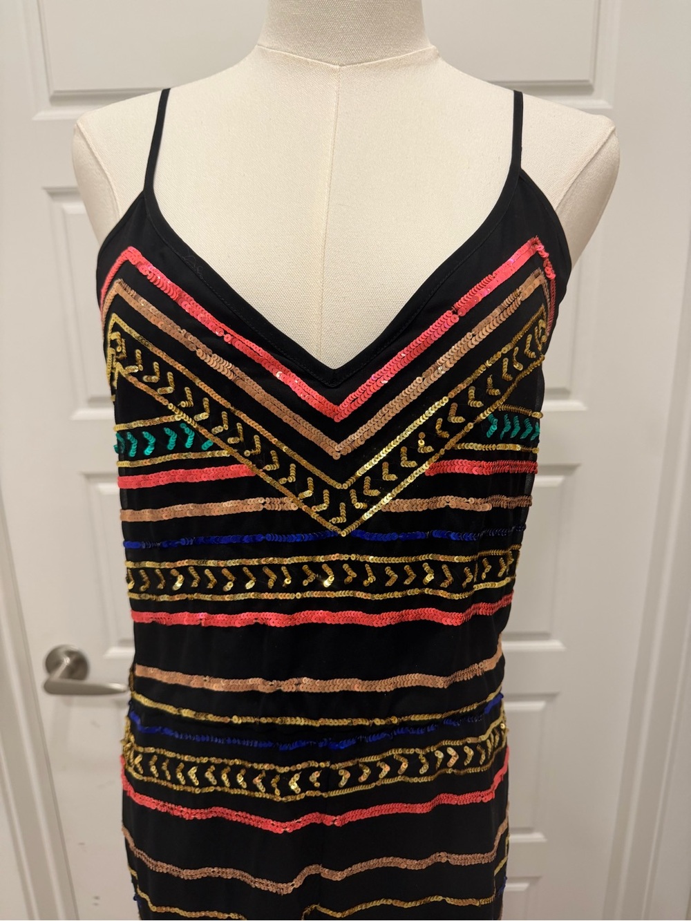 Mara Hoffman Black Multicolor Striped Sequin Jumpsuit - Picture 4 of 10
